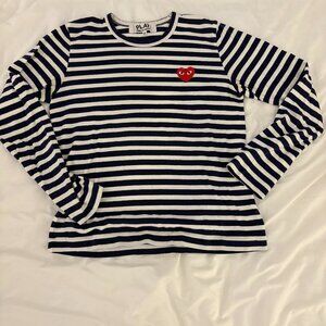Comme des Garçons PLAY Striped Red Heart Long-Sleeve Shirt Medium